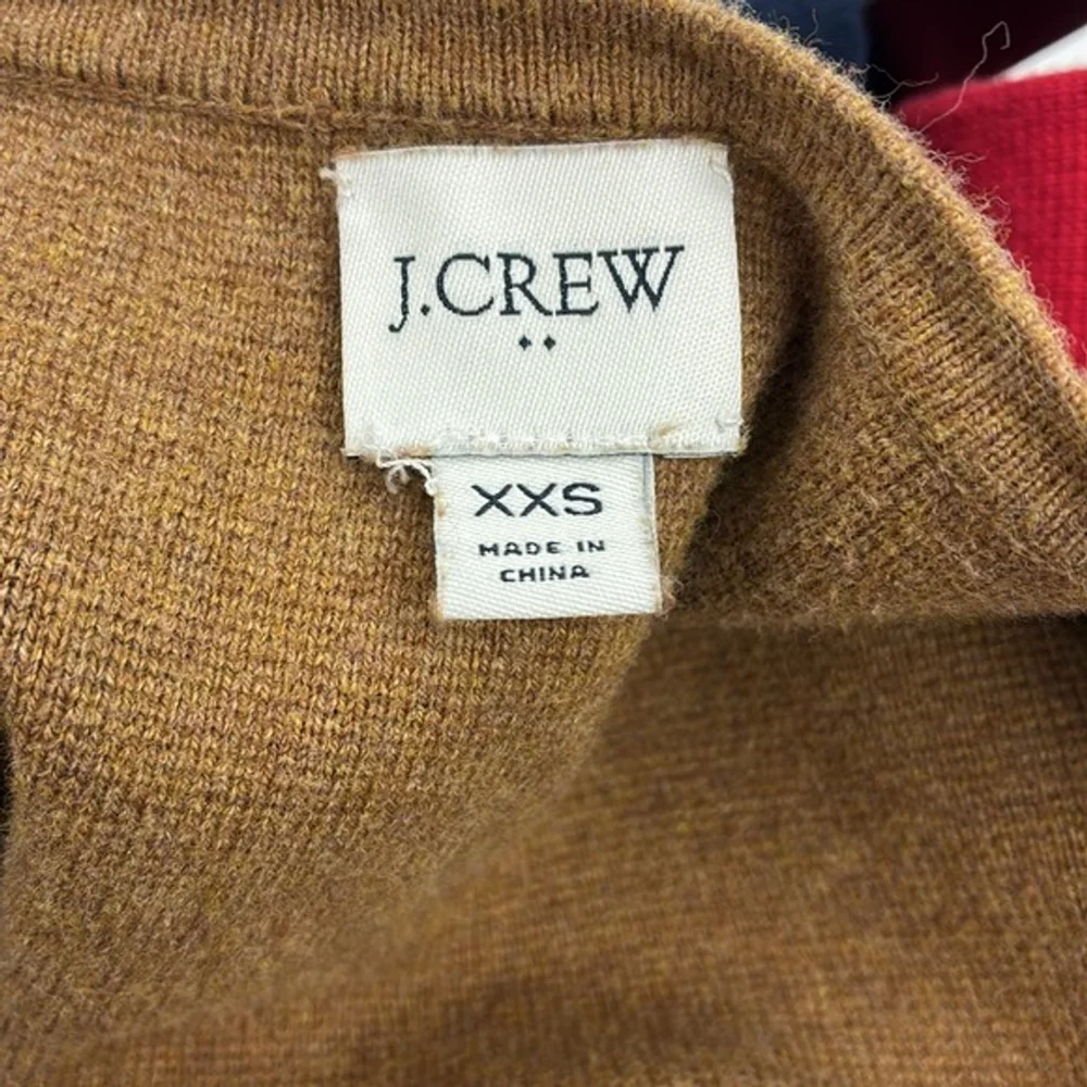 J.Crew Womens Colorblock Cardigan Sweater Size XXS Open Front Cotton Long
